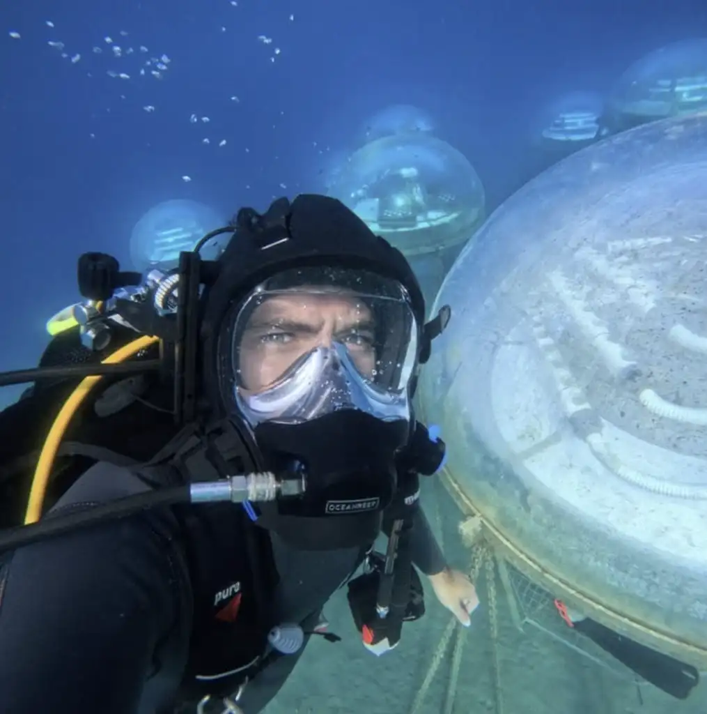 Selfie of a diver at Nemo's Garden